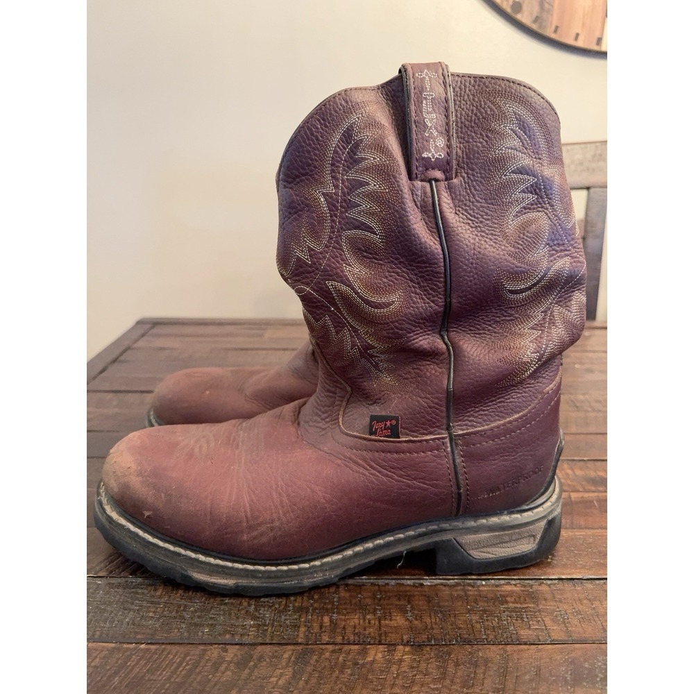 Tony Lama Henrick Brown Pull-On Steel Toe Waterproof Boot Brown TW1009 Sz 11D